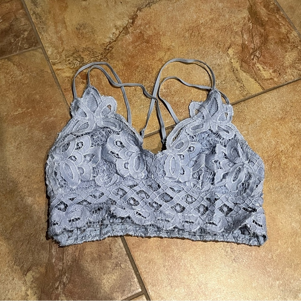 Anemone Light Blue Lace Top